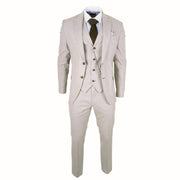James - Men's 3 Piece Cream Tailored Fit Suit