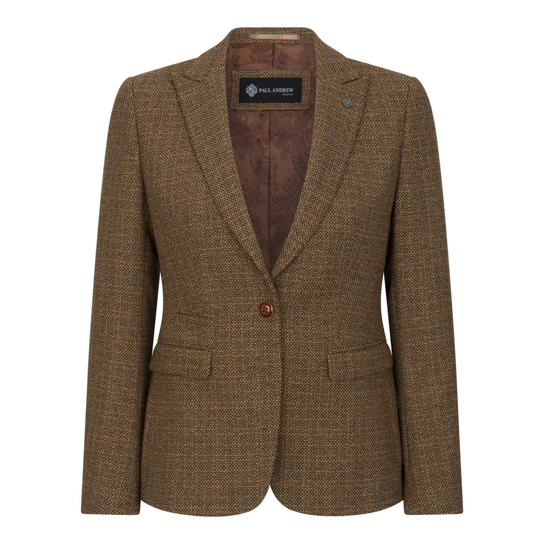 Women's Blazer Brown Tweed Tailored Fit Formal Jacket - Knighthood Store