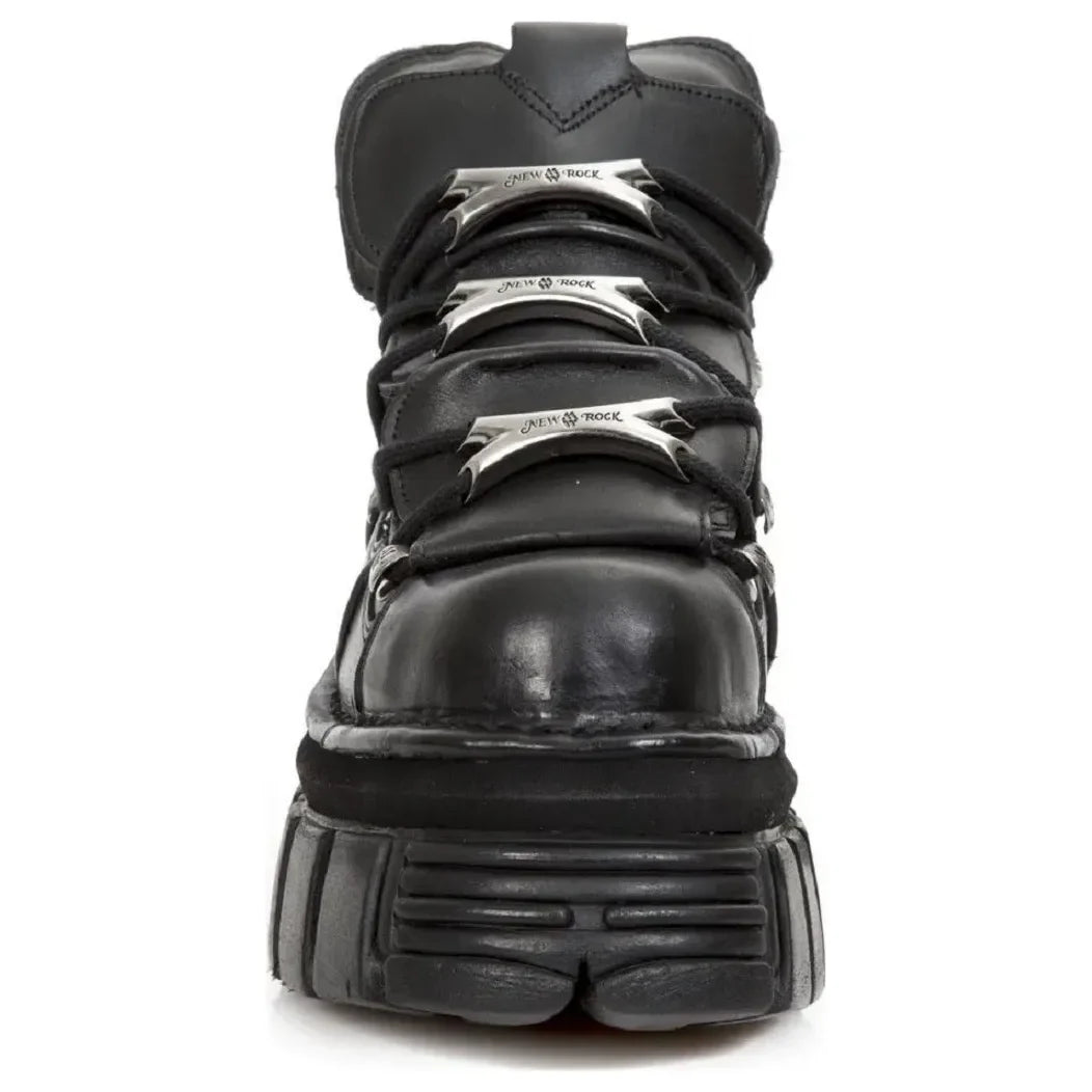 Men's New Rock M.106-S29 Tower Metallic Black Goth Boots
