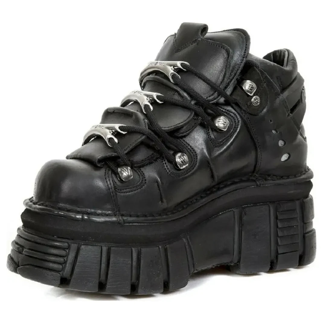 Men's New Rock M.106-S29 Tower Metallic Black Goth Boots