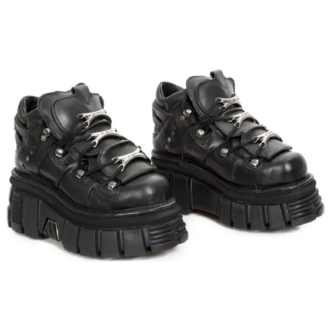 Men's New Rock M.106-S29 Tower Metallic Black Goth Boots