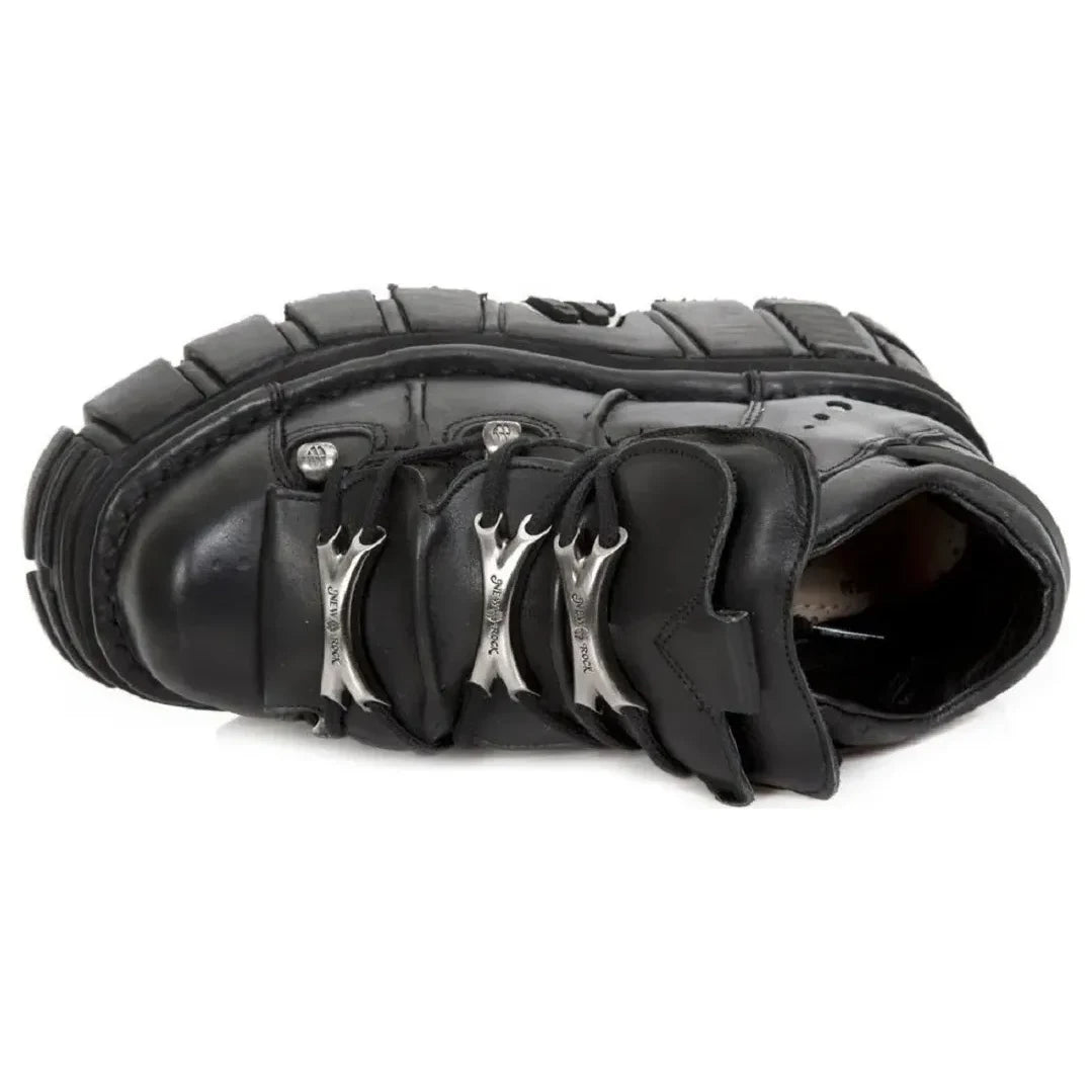 Men's New Rock M.106-S29 Tower Metallic Black Goth Boots