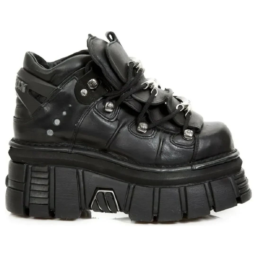 Men's New Rock M.106-S29 Tower Metallic Black Goth Boots