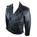 Mens 100% Real Leather Brando Style Classic Retro Biker Jacket Black - Knighthood Store