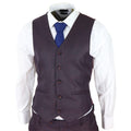 Mens 3 Piece Suit Purple Blue Check Check Contrasting Waistcoat Trouser Wedding - Knighthood Store