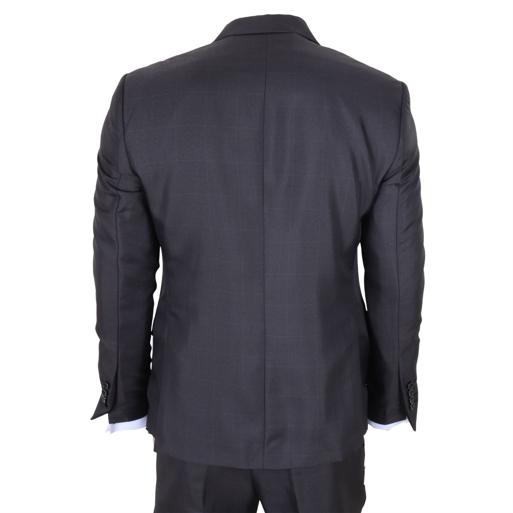 IM51 - Men's Charcoal Check 3 Piece Tailored Fit Suit