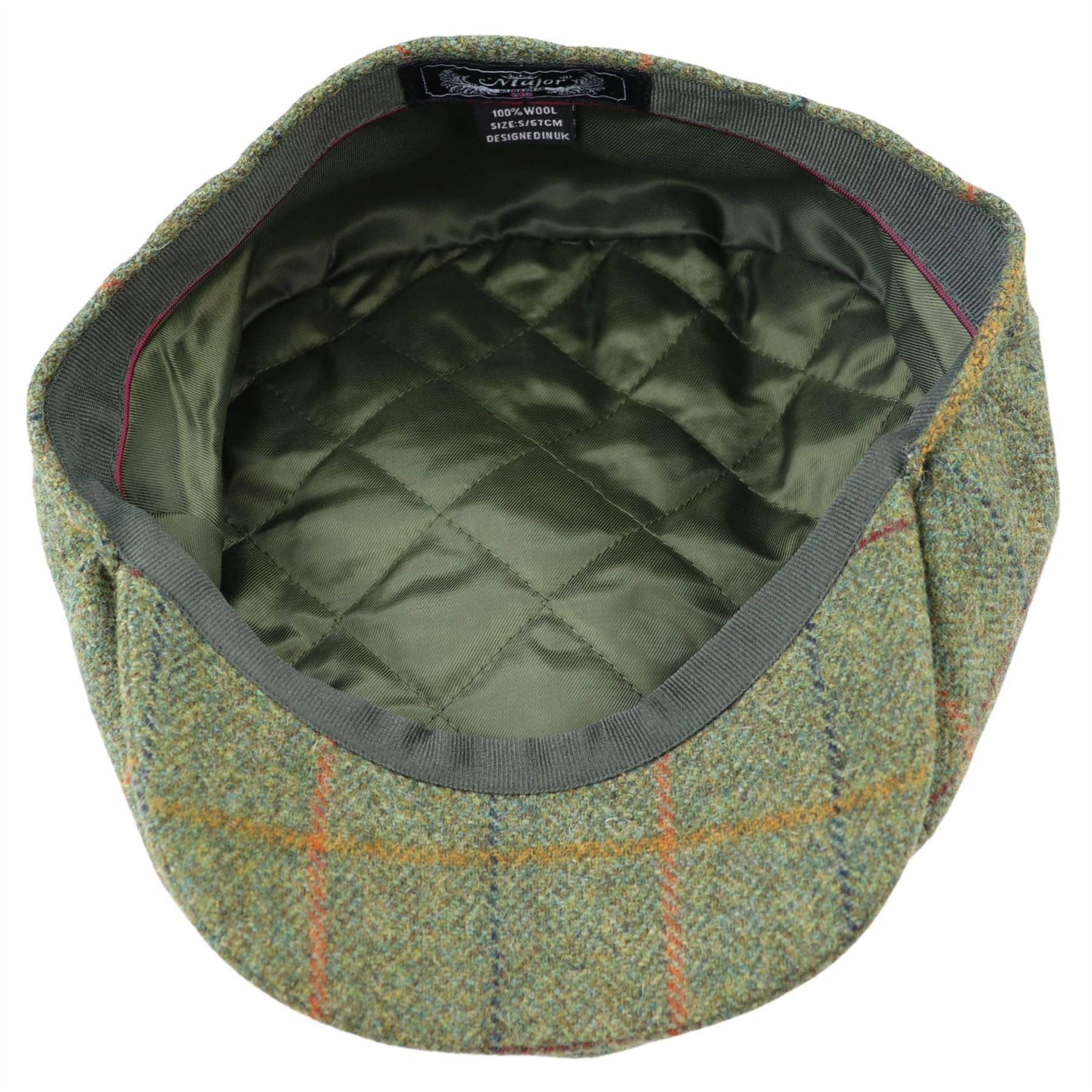 Mens 8 Panel Razor Baker Boy Hat Wool Tweed Blinders Newsboy Flat Cap Green Check - Knighthood Store