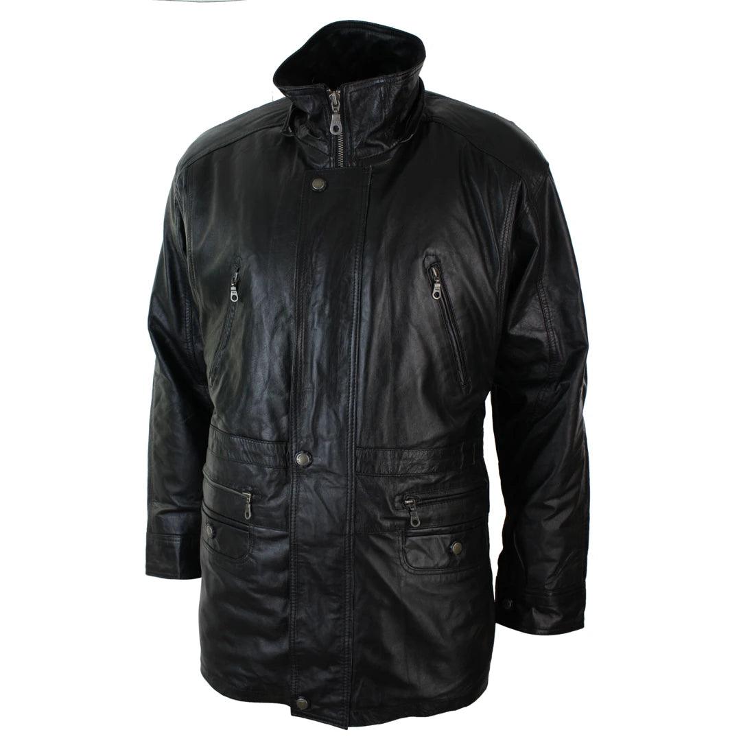 Mens Nappa Leather Safari Jacket with Removable Faux Fur Lining - Knighthood Store