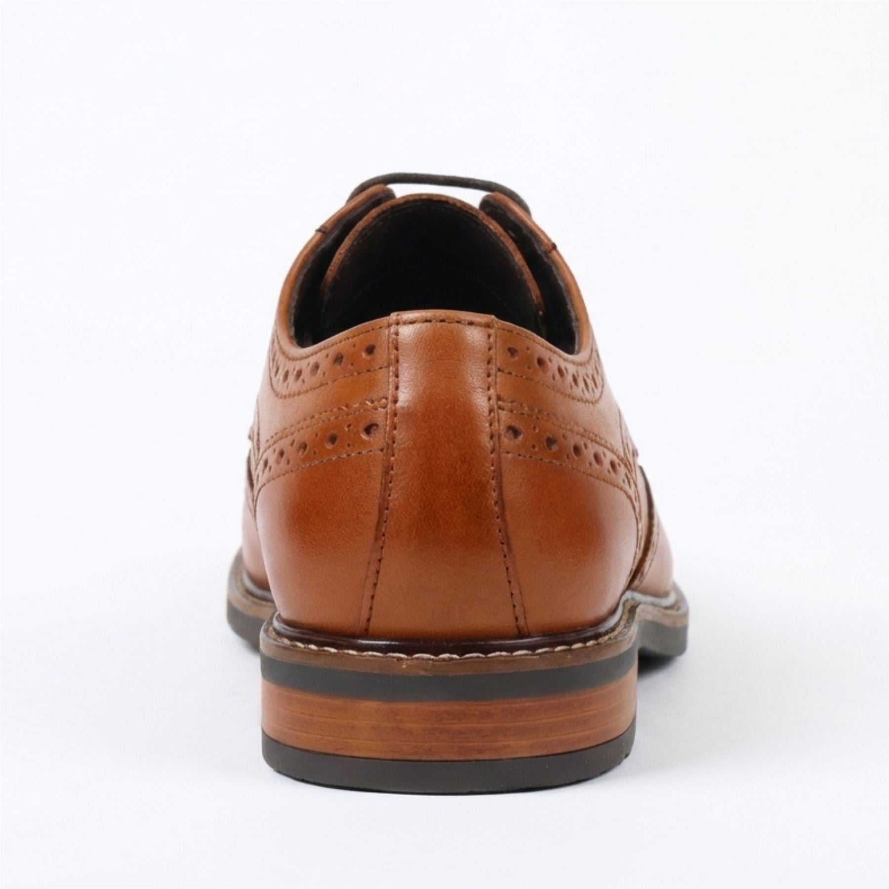 Stokes - Men’s Tan Leather Wingtip Brogue Lace-Up Shoes