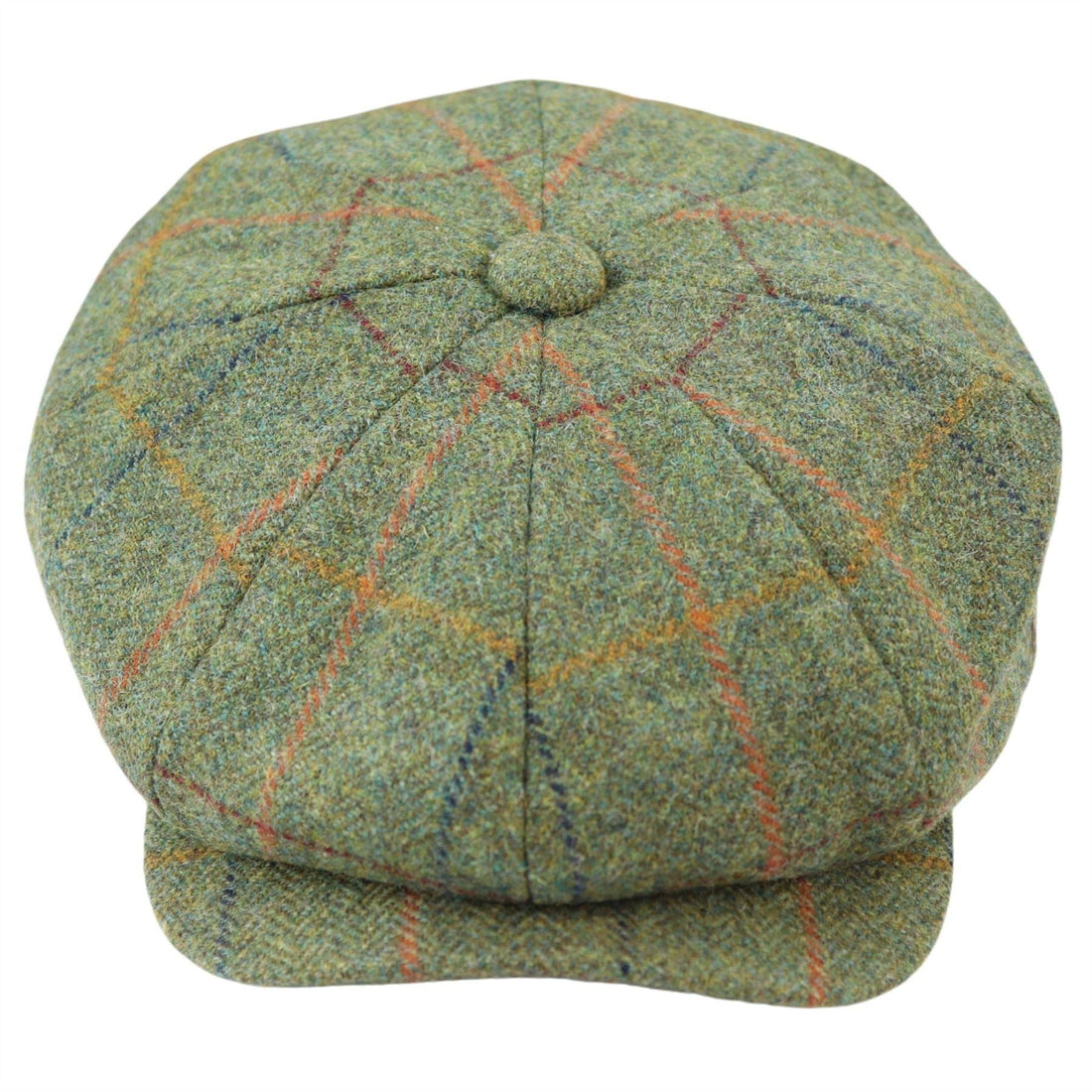 Mens 8 Panel Razor Baker Boy Hat Wool Tweed Blinders Newsboy Flat Cap Green Check - Knighthood Store