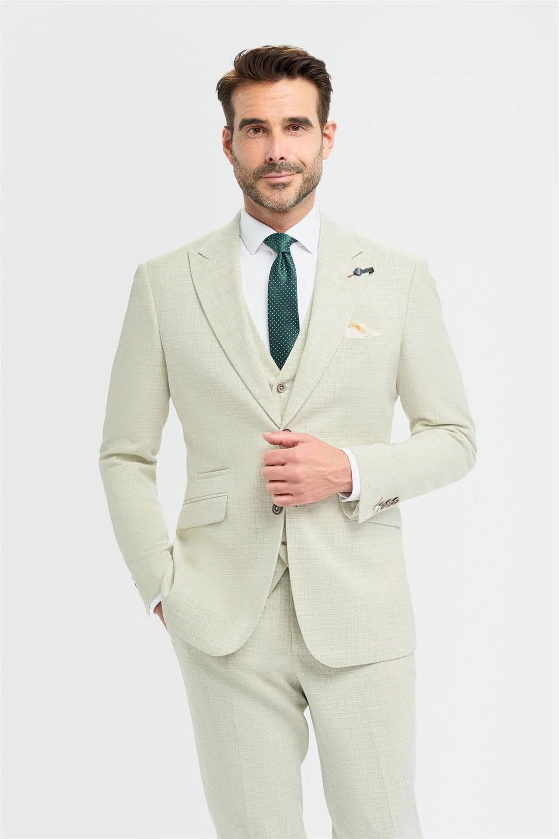 Men's Suit 3 Piece Sage Green Tailored Fit Wedding Prom Classic
