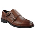 Mens Monk Shoes Black Tan Brown Classic Buckle Genuine Leather Smart Formal - Knighthood Store