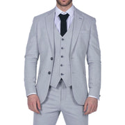 Mens Tweed Light Grey 3 Piece Suit Tailored Fit Classic Vintage 1920s Wedding - Knighthood Store