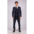 Mens Herringbone Tweed 3 Piece Suit Blue Classic Vintage Tailored Wedding Blinders - Knighthood Store