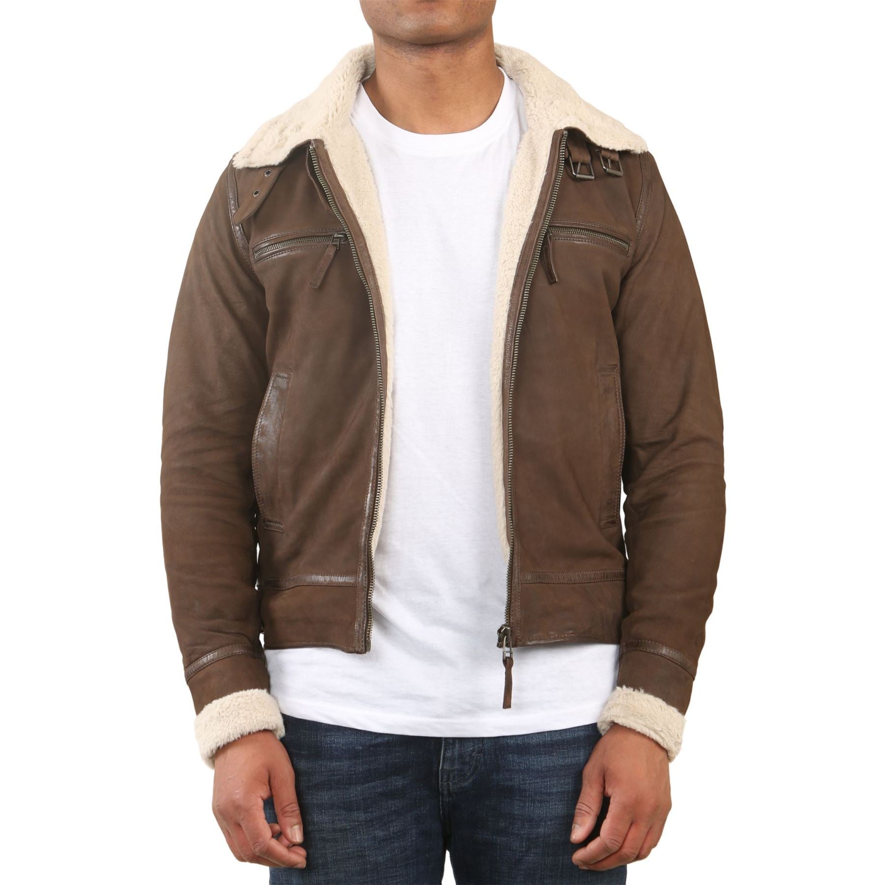 Men's Suede Pilot Aviator Leather Jacket