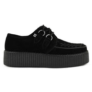 Viva High Creeper Black Suede Platform Lace-Up Goth Shoes