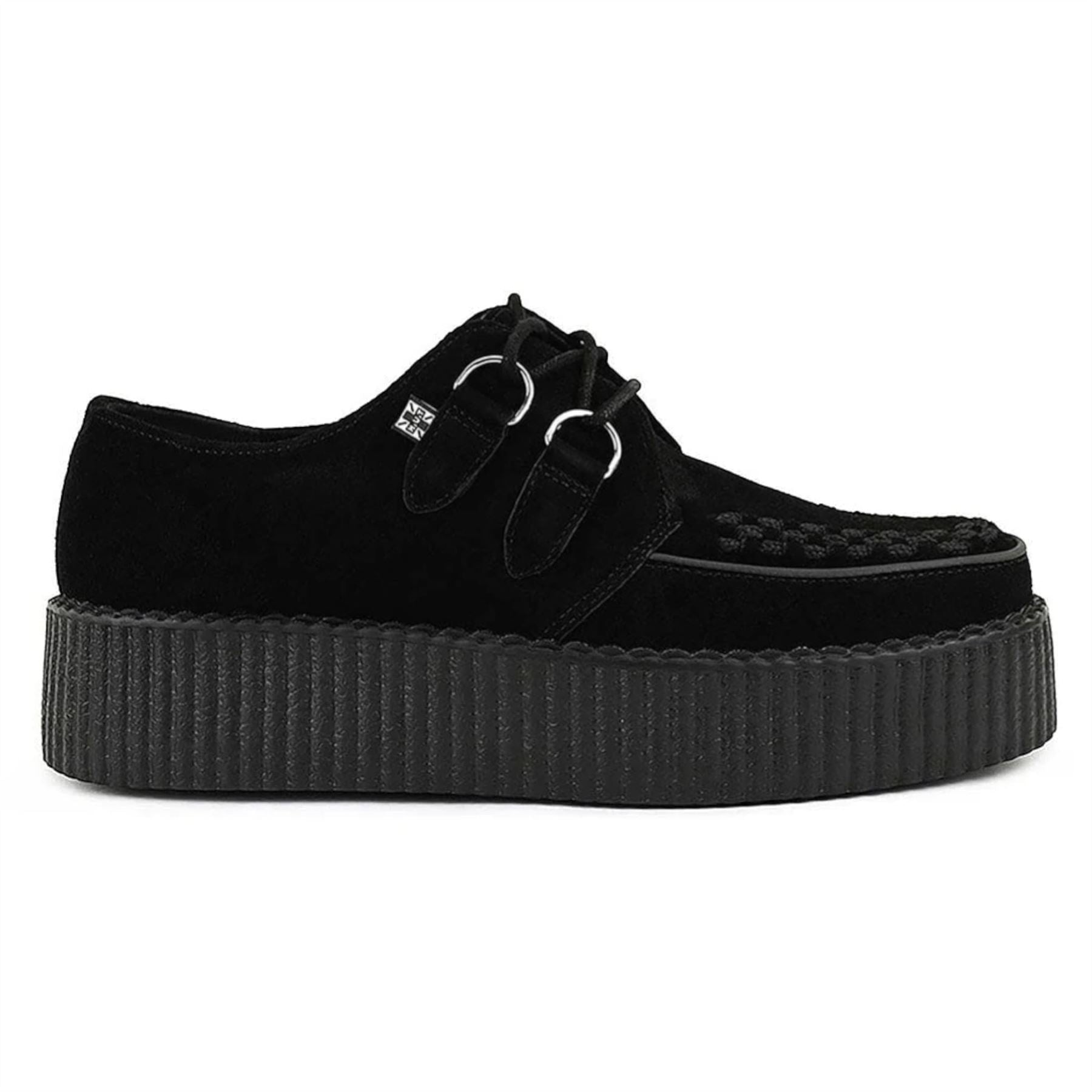 Viva High Creeper Black Suede Platform Lace-Up Goth Shoes