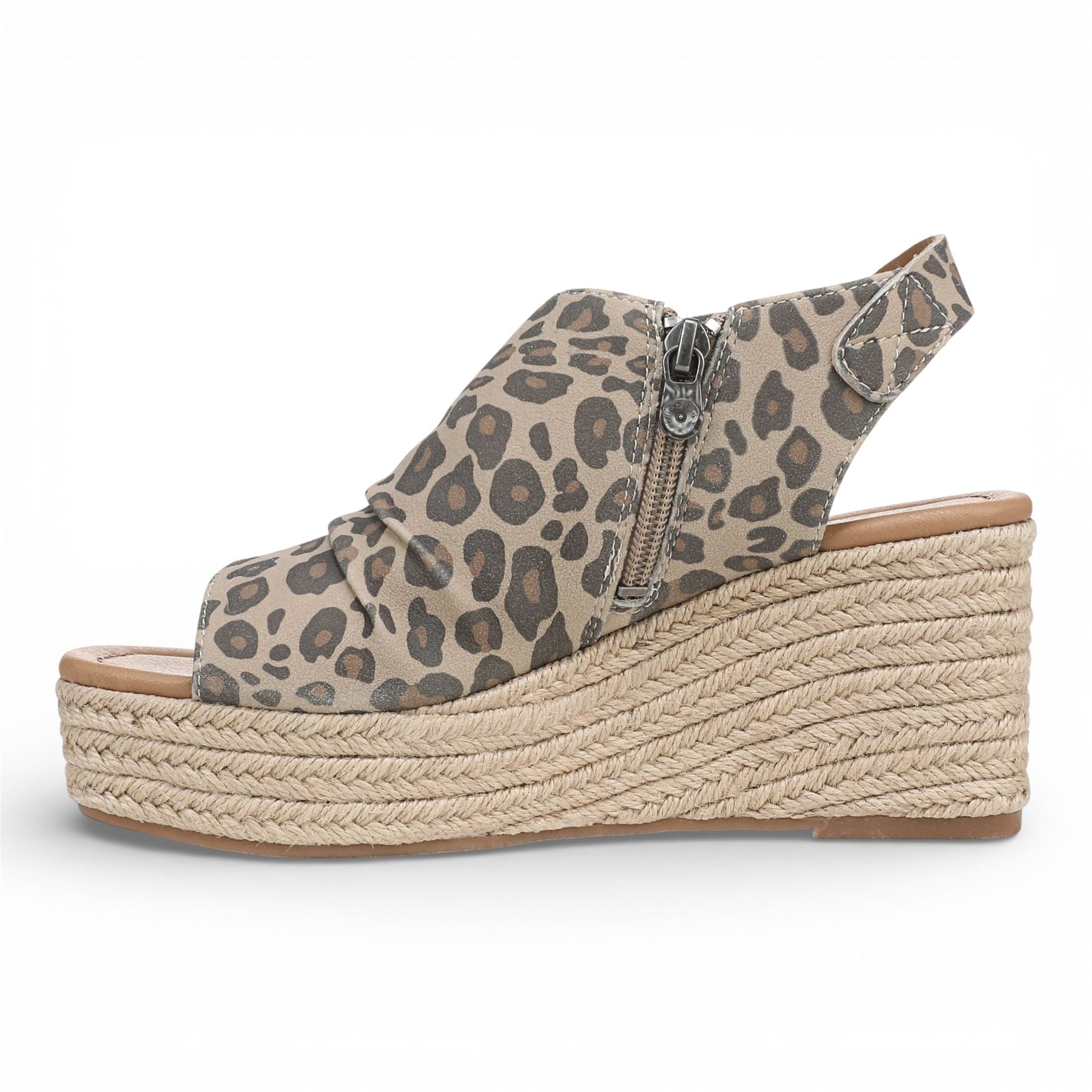 Amira - Women's Beige Print Wedge Slingbacks Heel Sandals