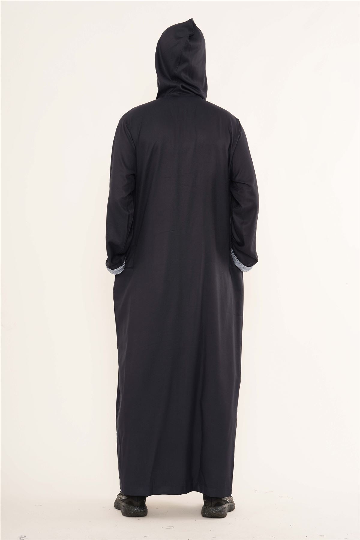 Men's Hooded Gandoura Embroidery Moroccan Thobe