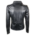 Ladies 100% Leather Jacket Shirt Style Black Short Fitted Retro - Knighthood Store