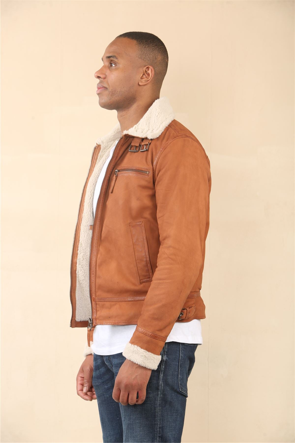 Men's Suede Pilot Aviator Leather Jacket