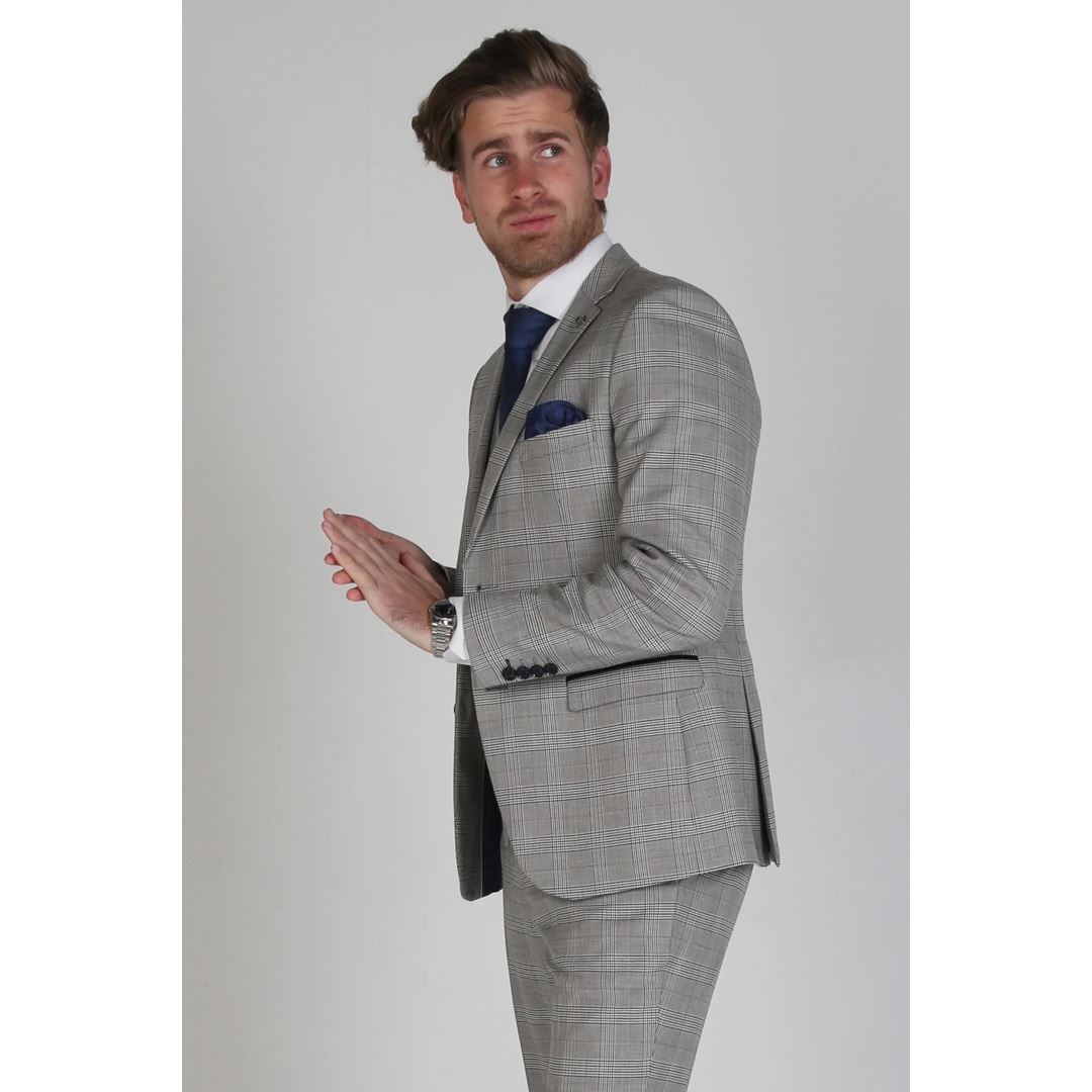 Hugo - Men's Check Grey Blazer Bussiness Office Wear