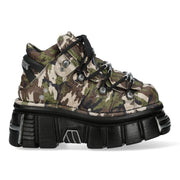 New Rock M-106-C169 Camouflage Leather Gothic Ankle Boots