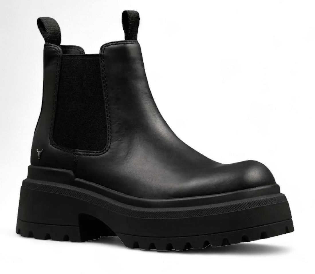 Dopamine - Women's Black Slip On Leather Chelsea Boots