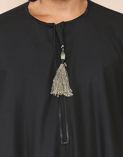 Mens Thobe Jubba Islamic Clothing Muslim Kaftan Emirati Omani Robe Arab Tassel