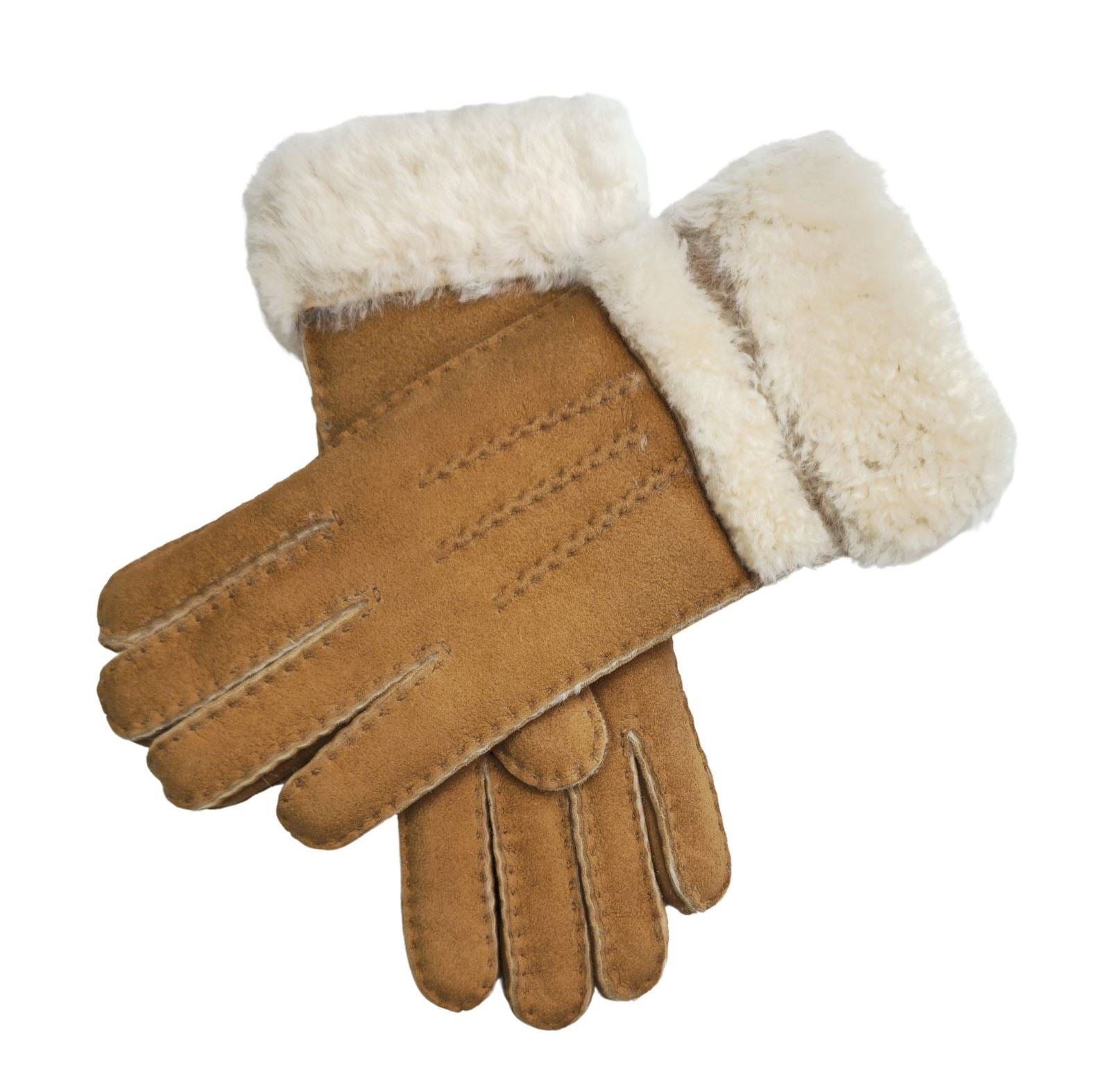 Women’s Plush Cuff Suede Leather Gloves