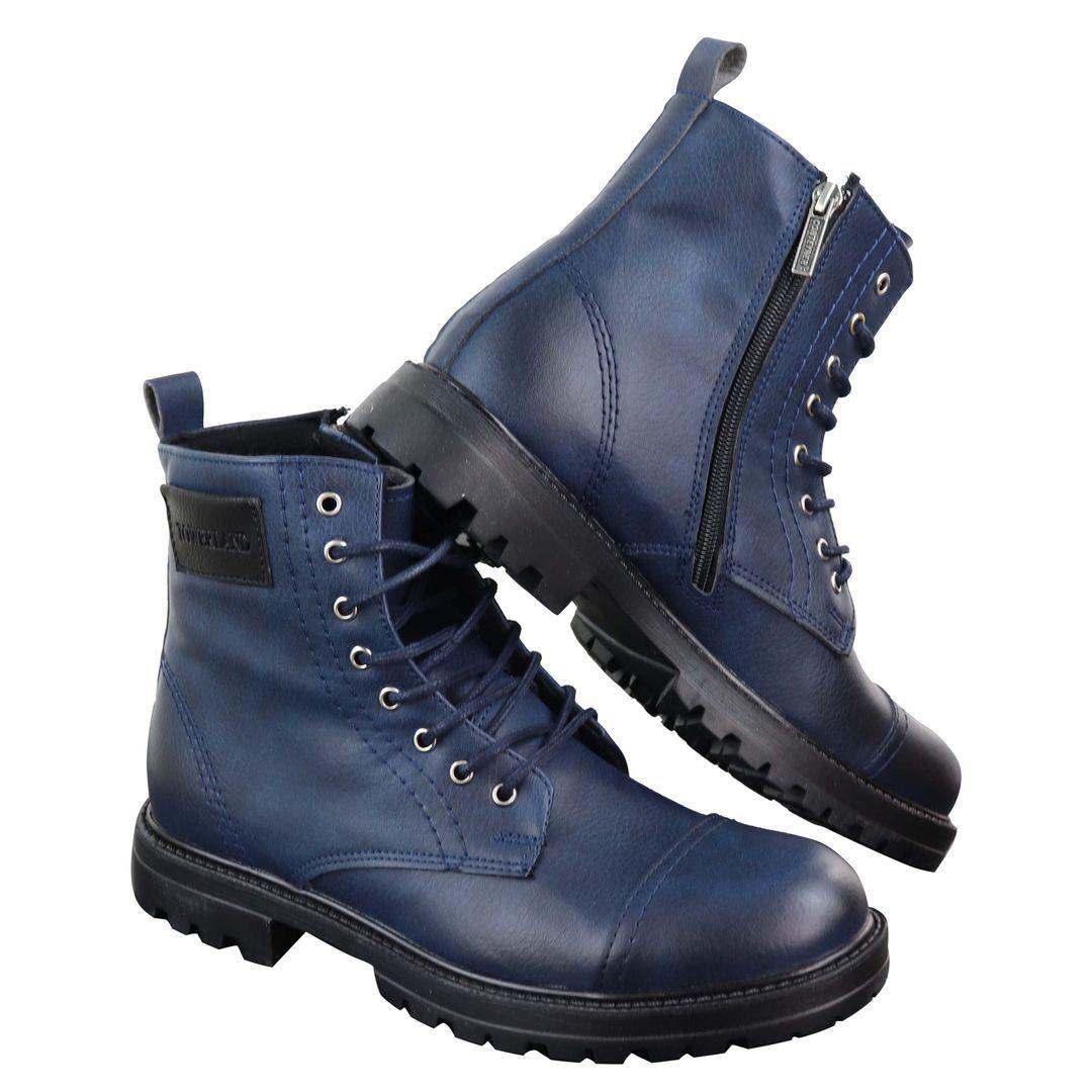 Mens Ankle Boots Military Army Laced Zip Casual Combat Vintage Classic Leather - Knighthood Store