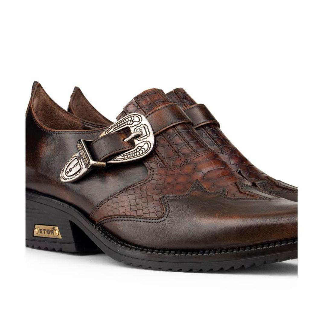 Mens Real Leather Snake Cowboy Riding Shoes Belt Western Cuban Heel Dancing - Knighthood Store