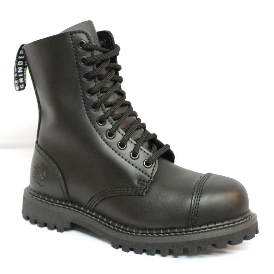 Unisex Real Leather Military Boots Black Ginders Stag Punk Rock Safety Steel Toe - Knighthood Store