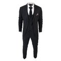 Men's Classic Black Suit 3 Piece Tailored Fit Vintage Office Funeral Security Waiter Wedding - Knighthood Store