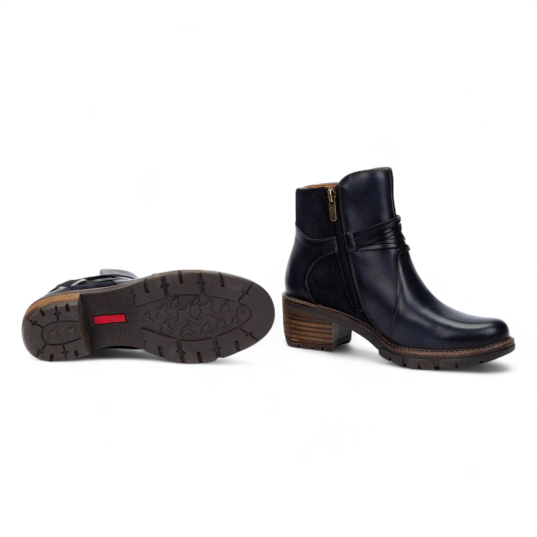 San Sebastian - Women's Blue Leather Ankle Boots