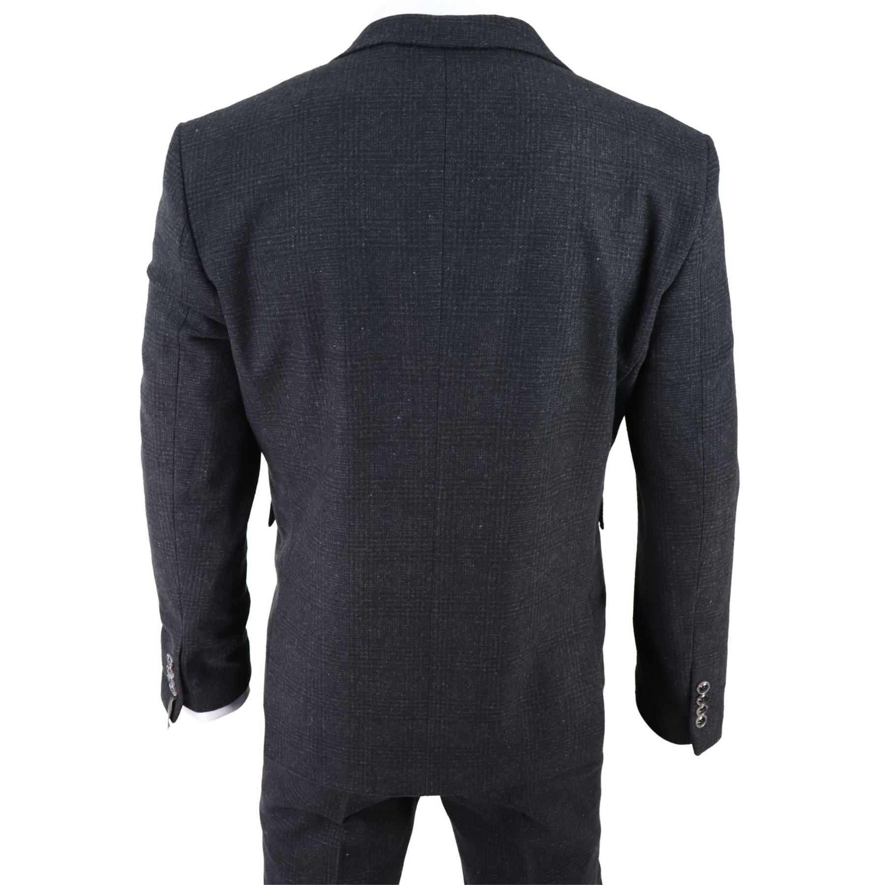 Mens Black Tweed 3 Piece Suit Check Vintage 1920s Gatsby Blinders Tailored Fit