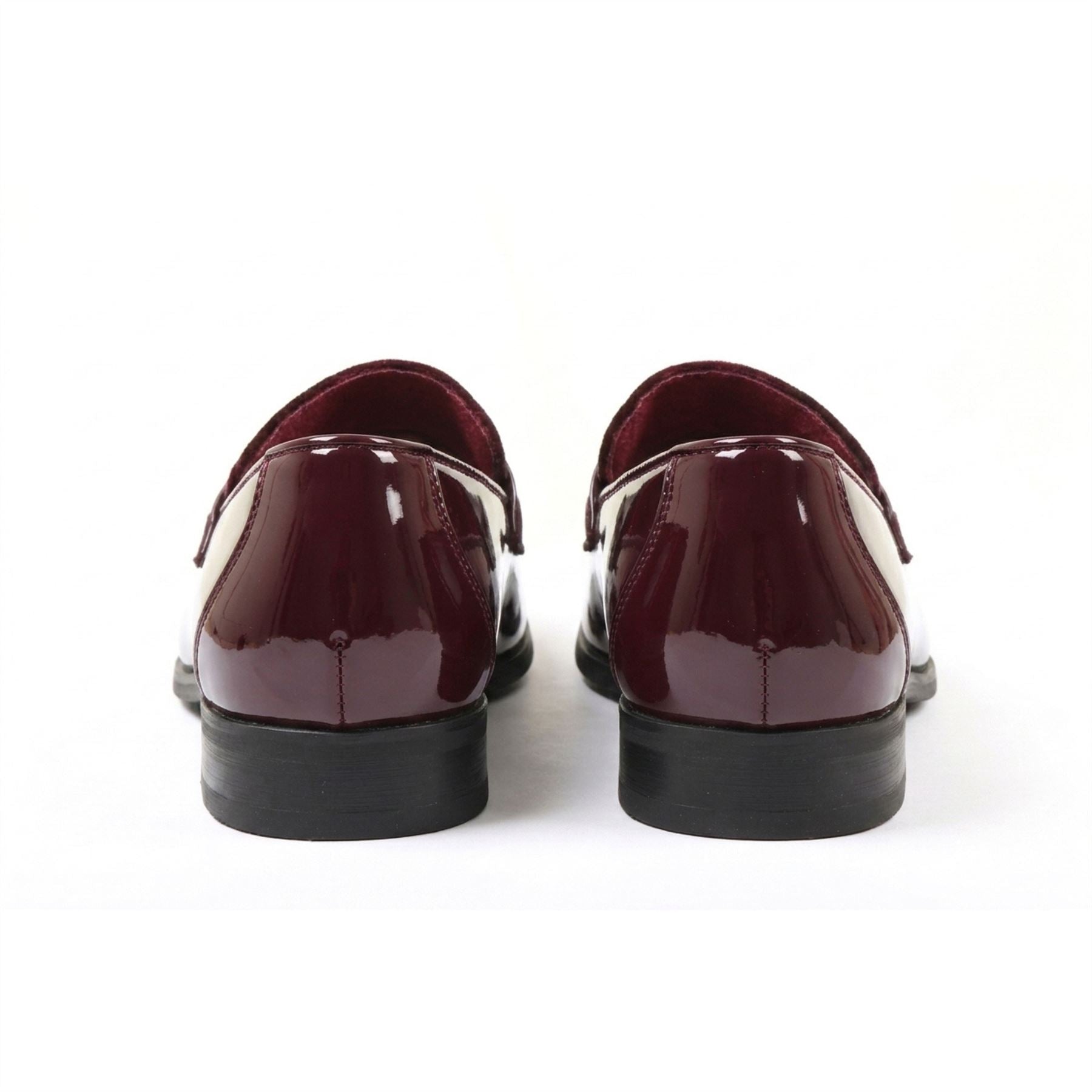 Men's Slip On Vegan Leather Velvet Detailed Patent Loafers