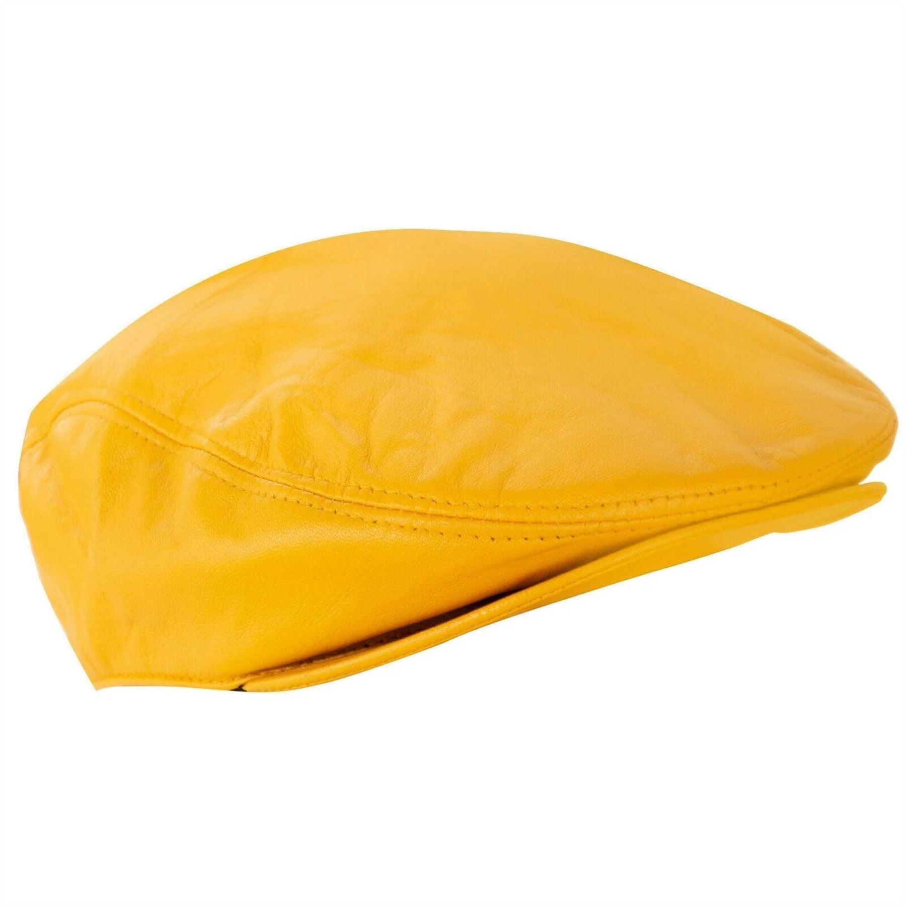 Men's Real Leather Ivy Newsboy Peaked Flat Cap