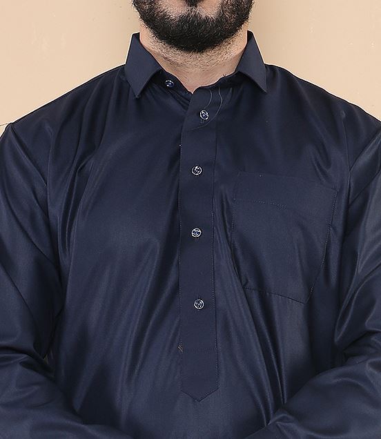 Mens Thobe Jubba Turn Down Collar Islamic Muslim Cotton Kaftan Dress Robe Arabic