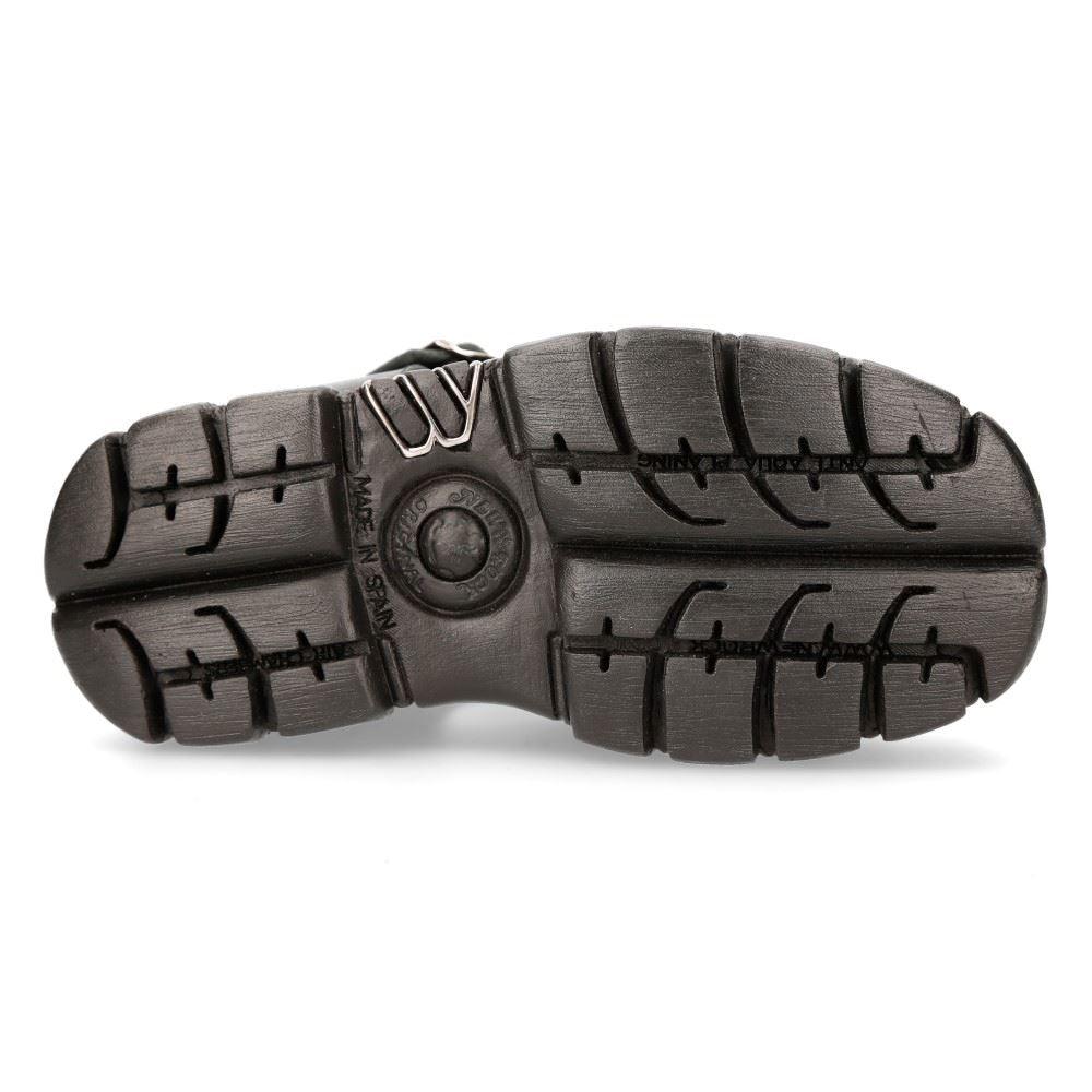 New Rock M-BIOS101-C2 Unisex Metallic Black 100% Leather Sandal Punk Rock Boots - Knighthood Store