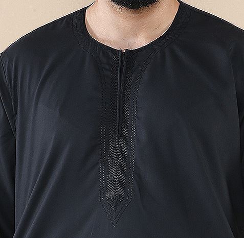 Mens Thobe Jubba Islamic Clothing Kaftan Half Sleeve Robe Moroccan Arab Zipped