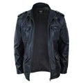 Mens Real Leather Military Safari Jacket Zip Parker Smart Casual Classic Black - Knighthood Store