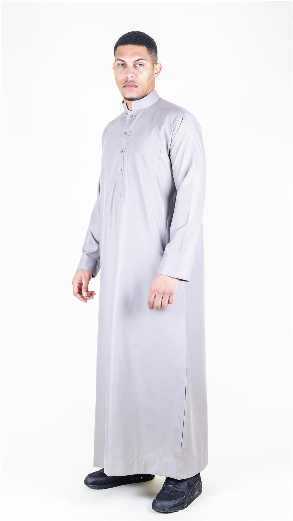 Mens Thobe Jubba Nehru Stand Collar Islamic Clothing Muslim Cotton Kaftan Dress Robe Saudi