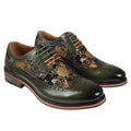 Men's Shoes Floral Print Leather Oxford Brogue Lace Up Formal Dress Shoe - Knighthood Store