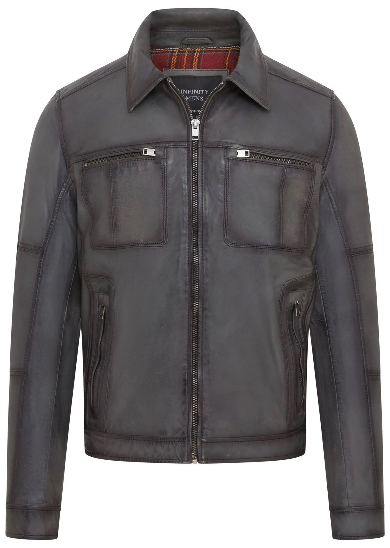 Men's Classic Collar Leather Biker Jacket