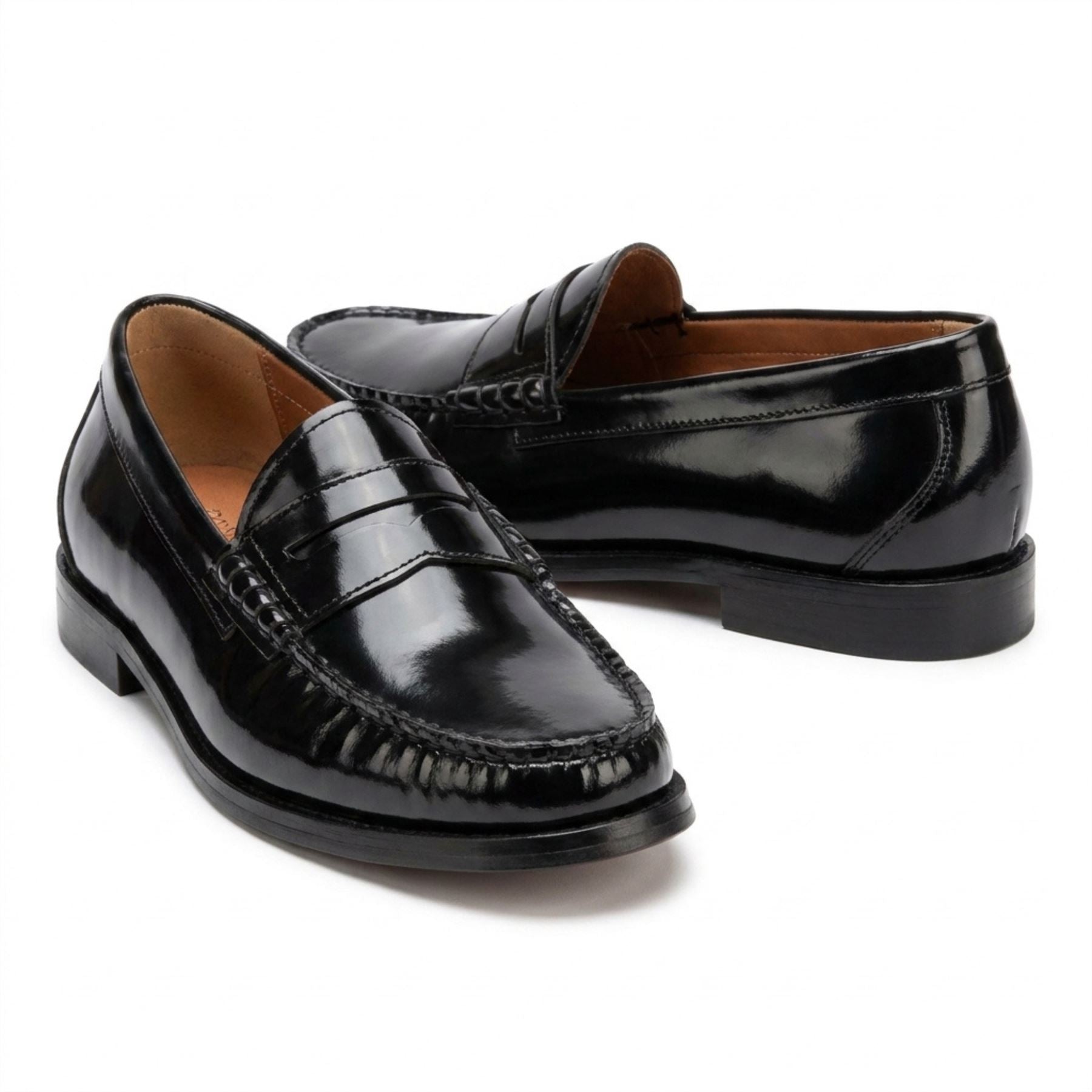 Joseph - Men's Black Penny High-Shine Polished Loafers
