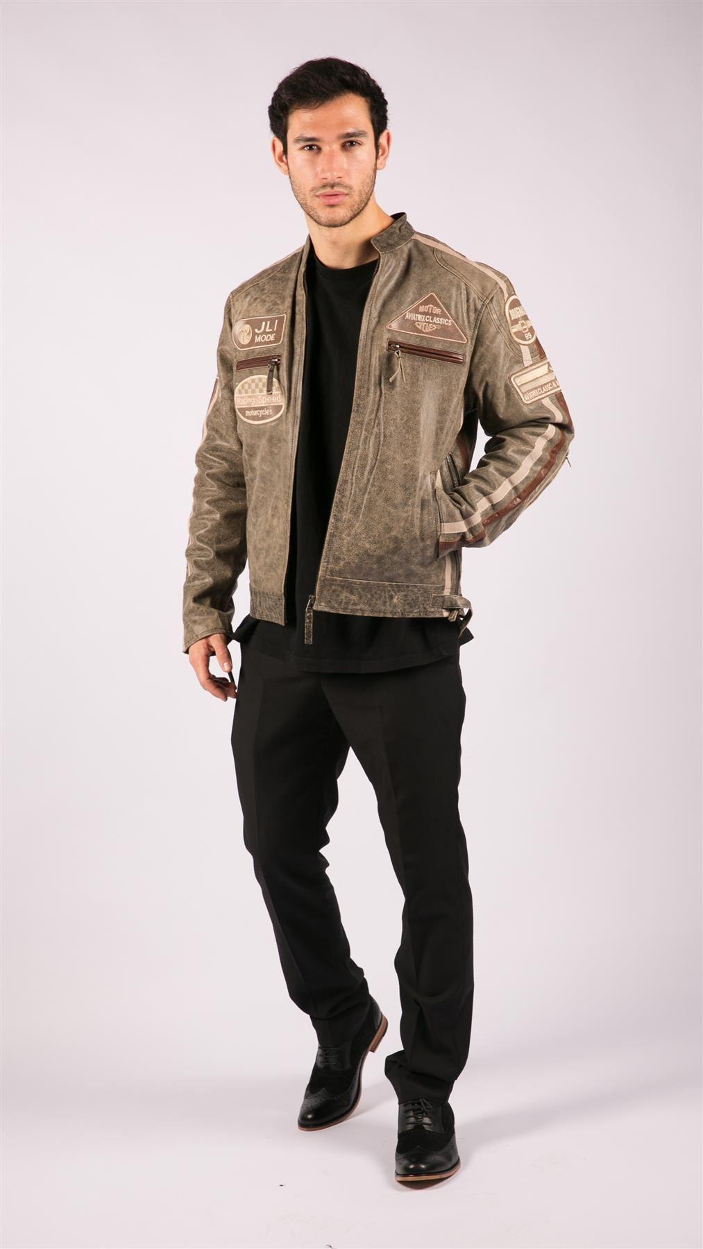 Men's Zipped Biker Leather Jacket | Infinity - Knighthood Store