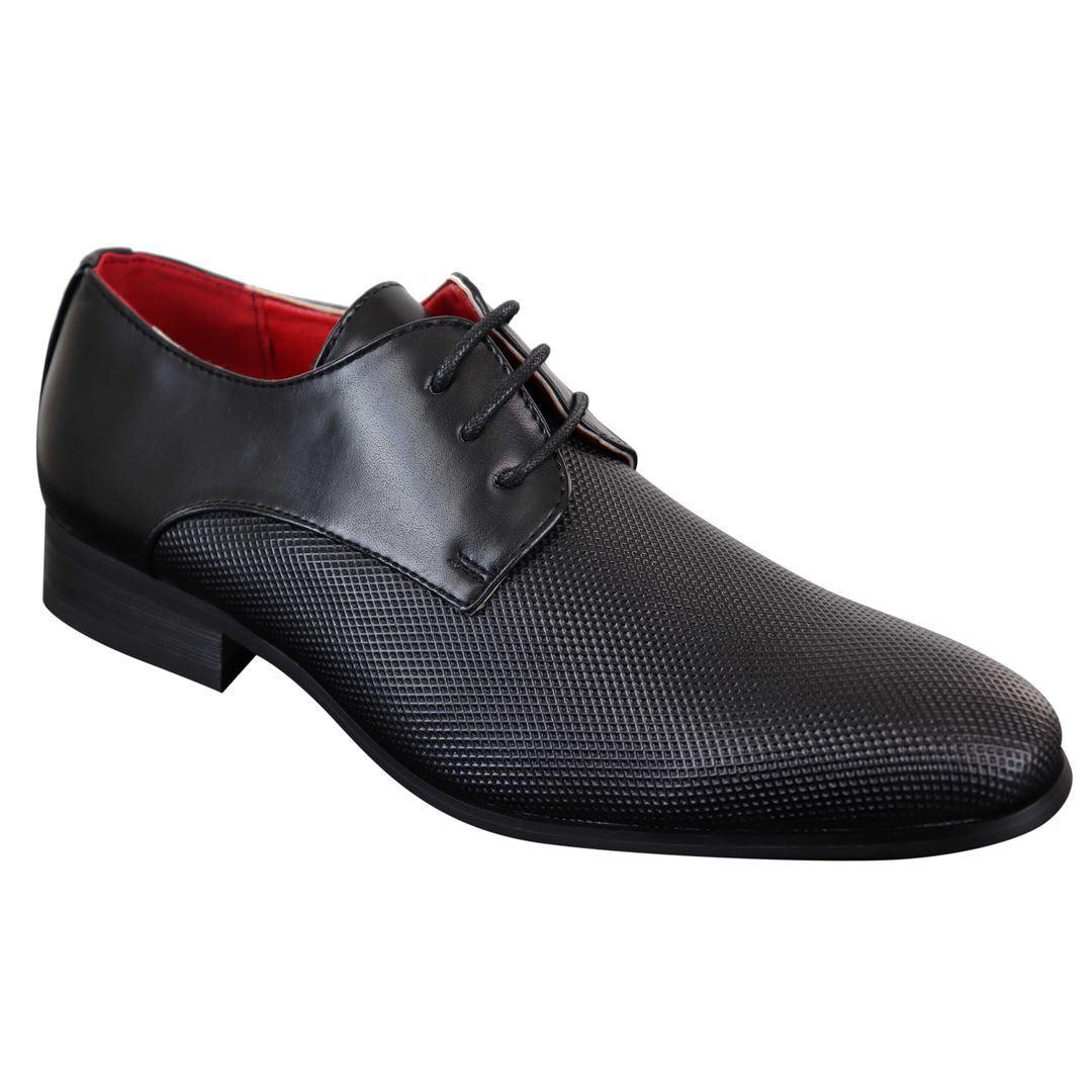Mens Classic Laced PU Leather Smart Casual Shoes Black Office Wedding Prom Round - Knighthood Store