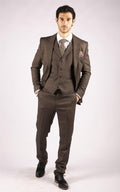 Mens Herringbone Tweed 3 Piece Suit Brown Classic Vintage Tailored Wedding Blinders - Knighthood Store