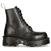 New Rock M-MILI084N-S Unisex Black Leather Platform Boots